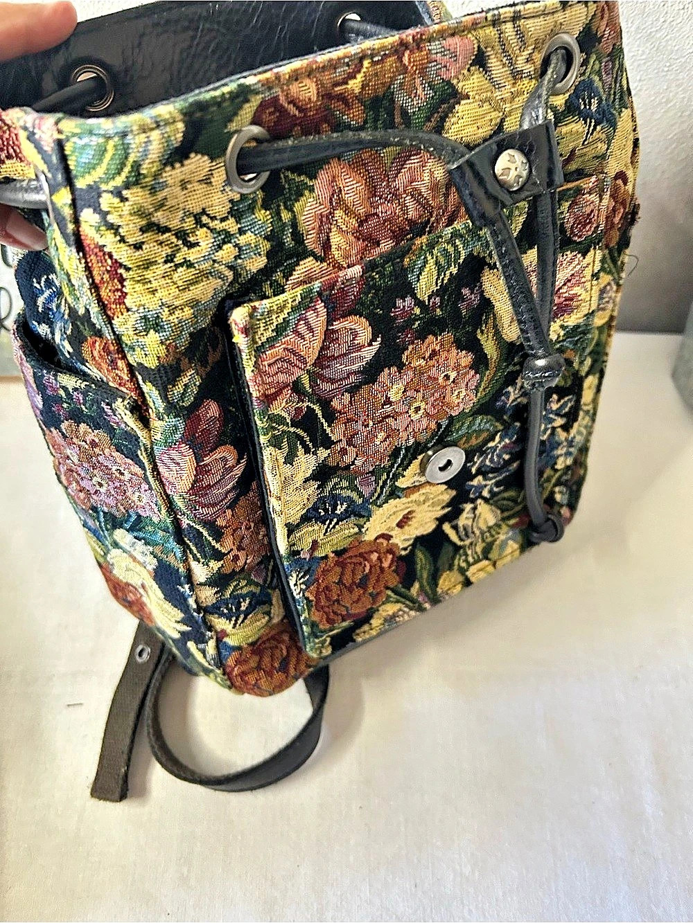 Patricia Nash Aberdeen Backpack Floral Tapestry in Black - Picture 3 of 8